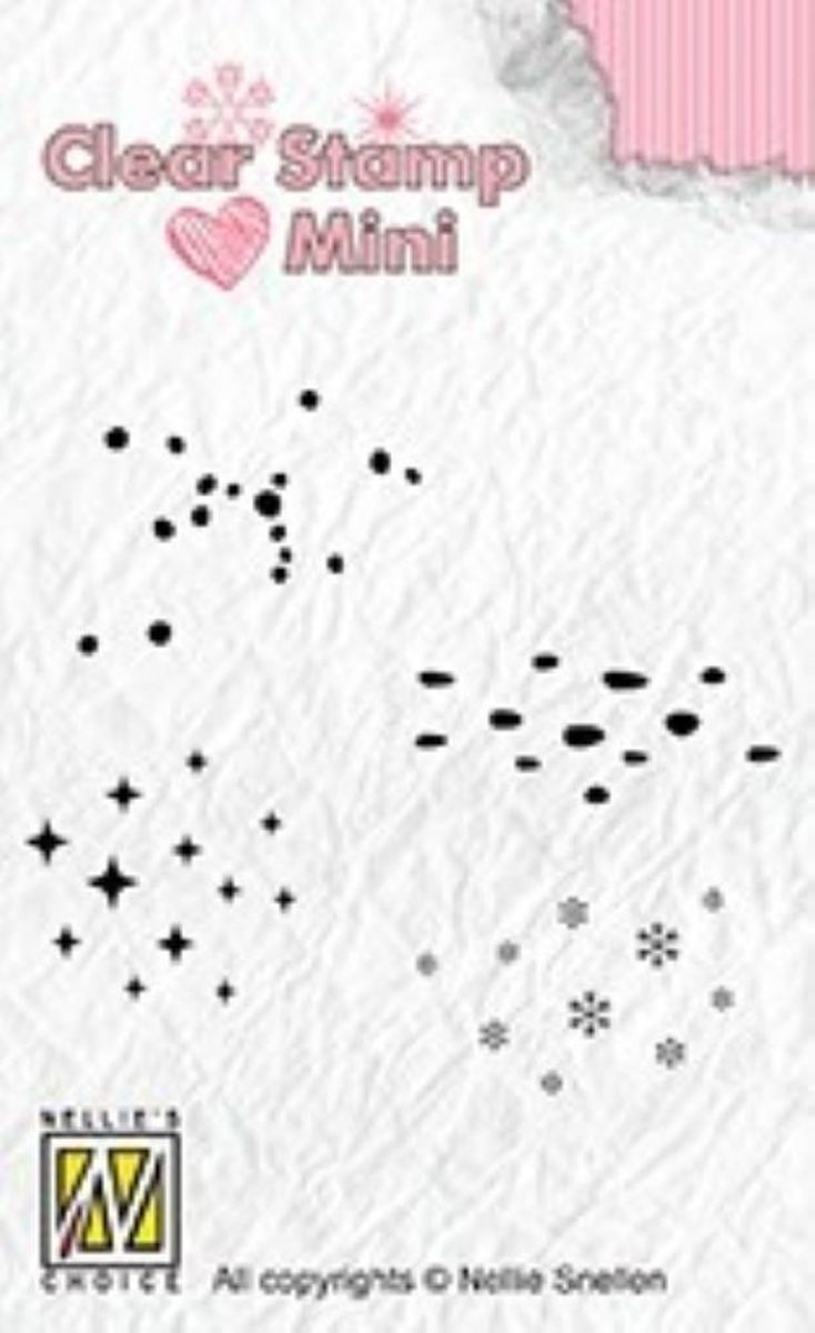 MAFS013 Mini stempel clearstamp Nellie Snellen Various sterren puntjes sneeuw